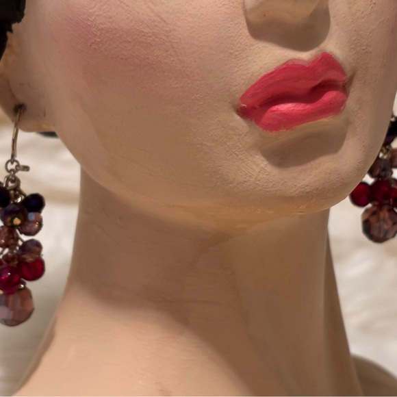 50% Off - Pretty dangle Earrings with various Purple shades of AB Crystal beads - Picture 13 of 14